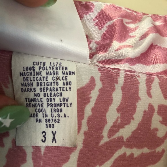 Aileen Pink Silky Animal Print Long Button Down 3X - Picture 11 of 11